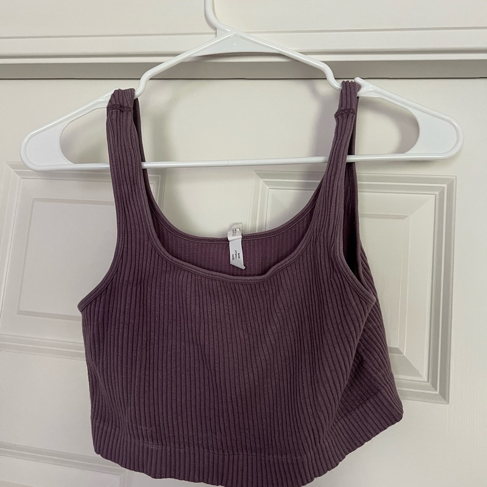Aeropostale Ribbed Crop Tank - Plum
